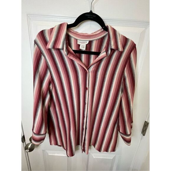 Avenue women’s bundle lot size 14/16 striped button down and open cardigan - Picture 4 of 13